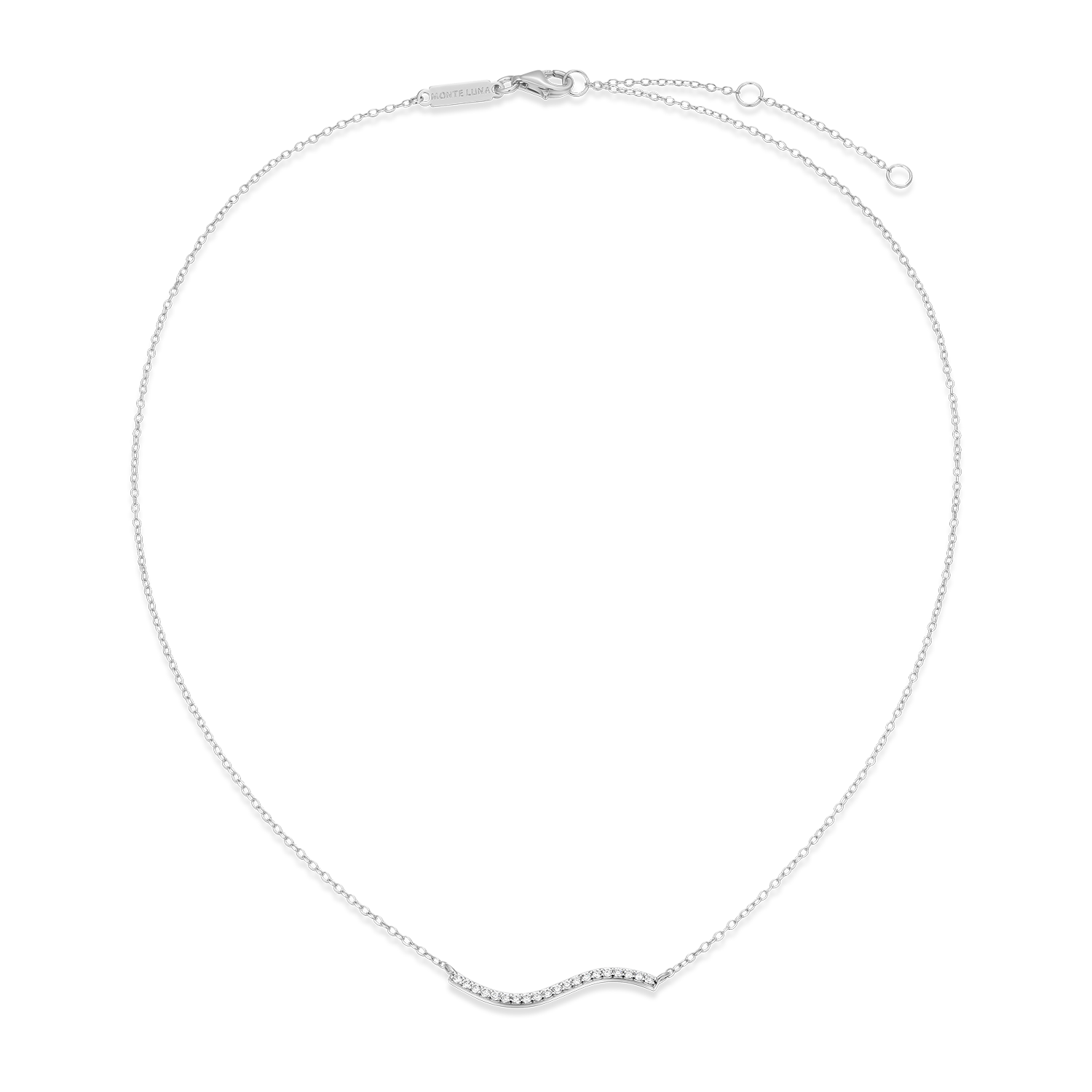 Wavy Bar Lab-Created Diamond Necklace in Rhodium-Plated Sterling Silver | M by Monte Luna