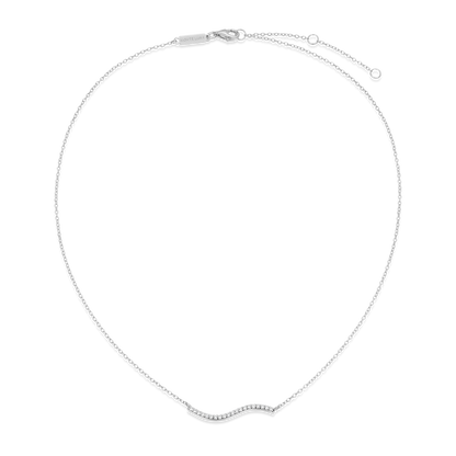 Wavy Bar Lab-Created Diamond Necklace in Rhodium-Plated Sterling Silver | M by Monte Luna