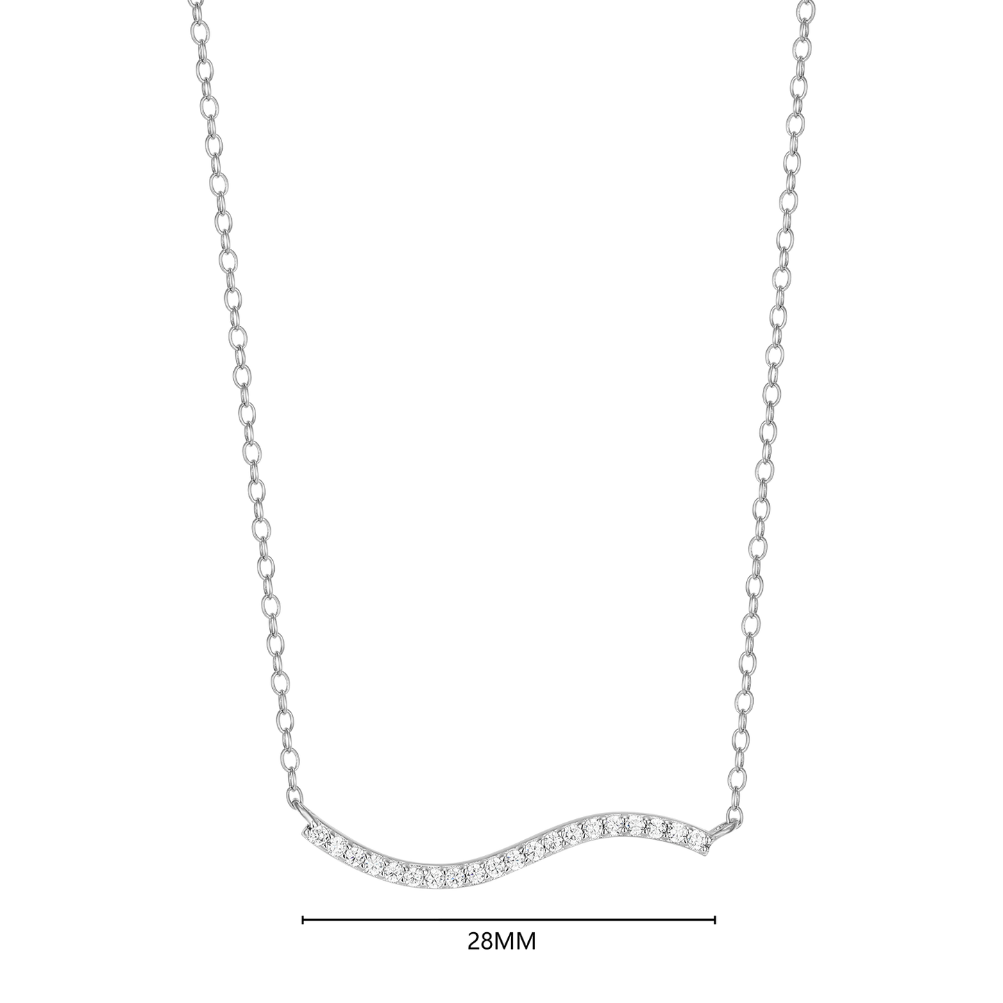 Wavy Bar Lab-Created Diamond Necklace in Rhodium-Plated Sterling Silver | M by Monte Luna