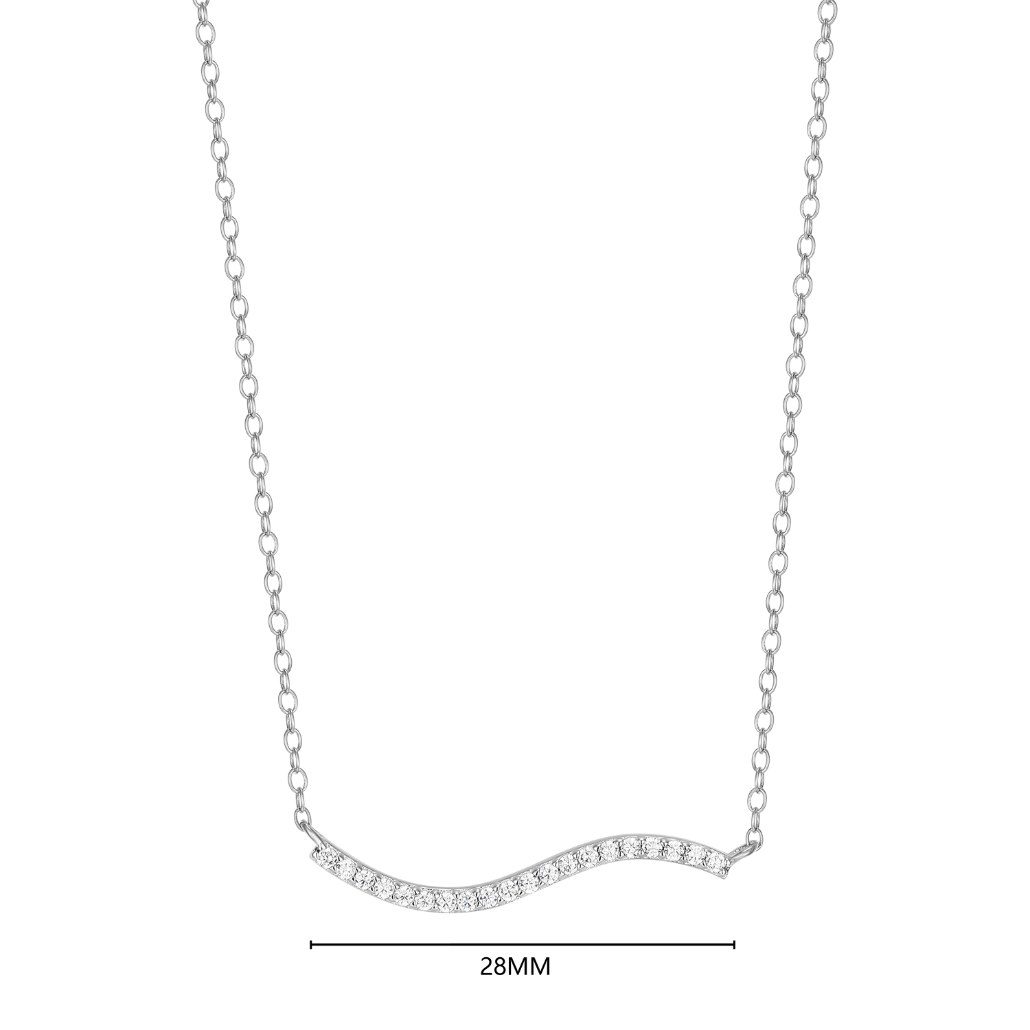Wavy Bar Lab-Created Diamond Necklace in Rhodium-Plated Sterling Silver | M by Monte Luna