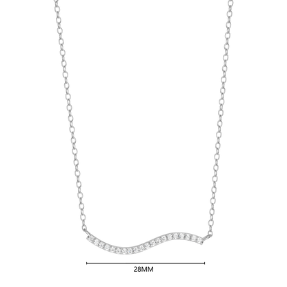 Wavy Bar Lab-Created Diamond Necklace in Rhodium-Plated Sterling Silver | M by Monte Luna