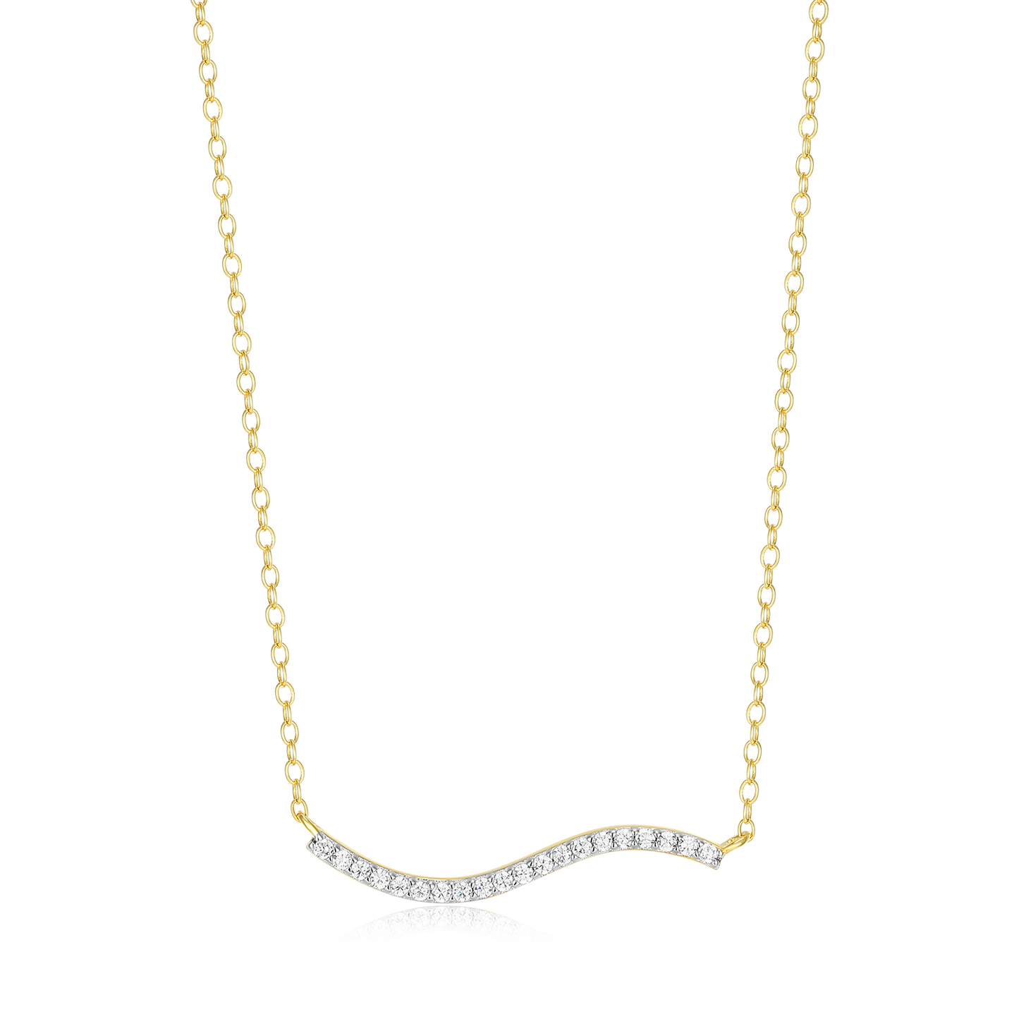 Wavy Bar Lab-Created Diamond Necklace in 14K Yellow Gold-Plated Sterling Silver | M by Monte Luna