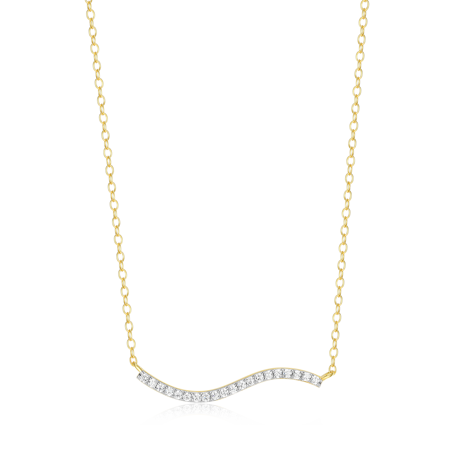 Wavy Bar Lab-Created Diamond Necklace in 14K Yellow Gold-Plated Sterling Silver | M by Monte Luna