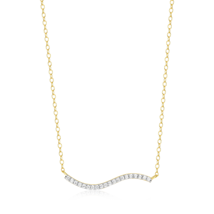 Wavy Bar Lab-Created Diamond Necklace in 14K Yellow Gold-Plated Sterling Silver | M by Monte Luna