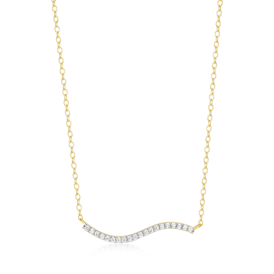 Wavy Bar Lab-Created Diamond Necklace in 14K Yellow Gold-Plated Sterling Silver | M by Monte Luna