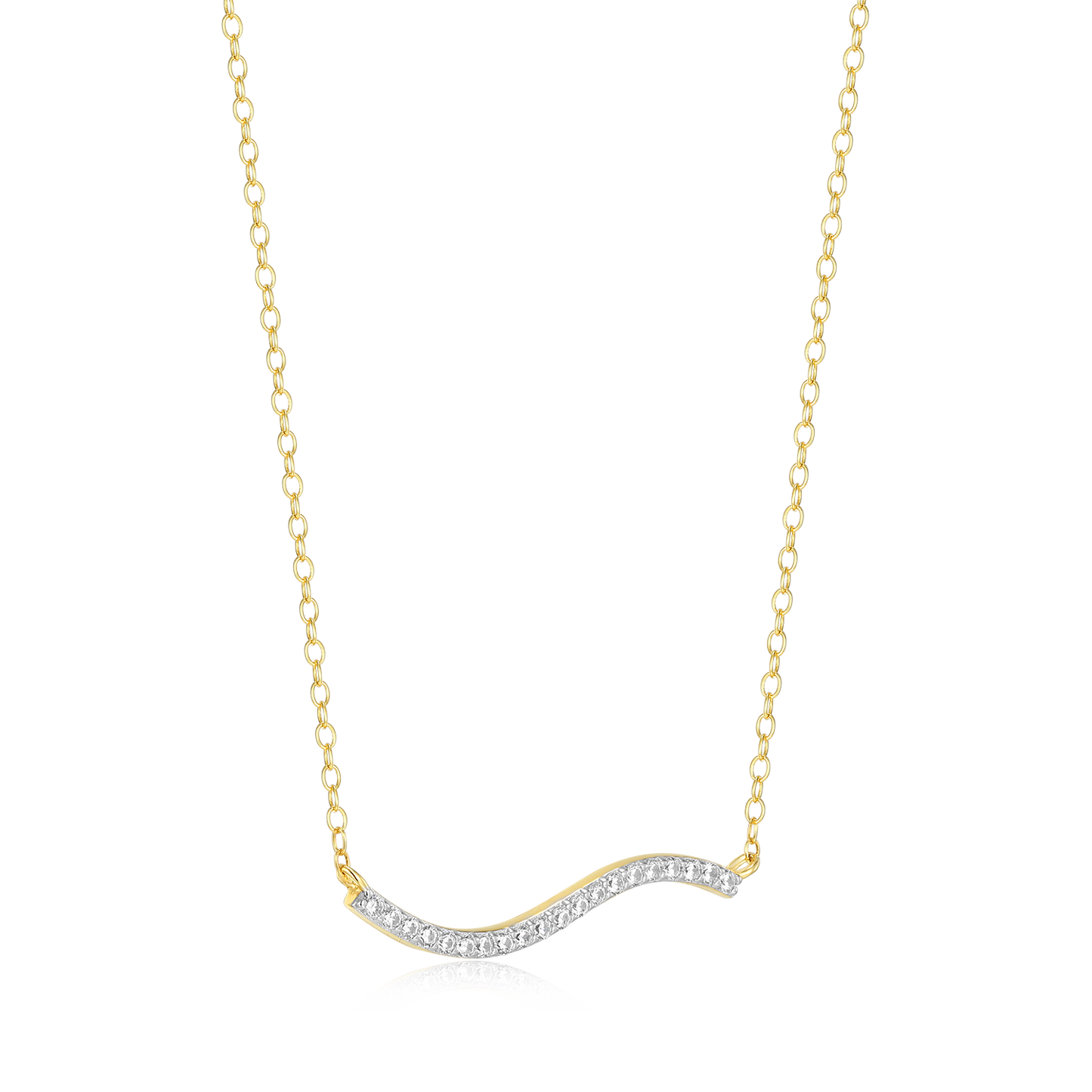 Wavy Bar Lab-Created Diamond Necklace in 14K Yellow Gold-Plated Sterling Silver | M by Monte Luna
