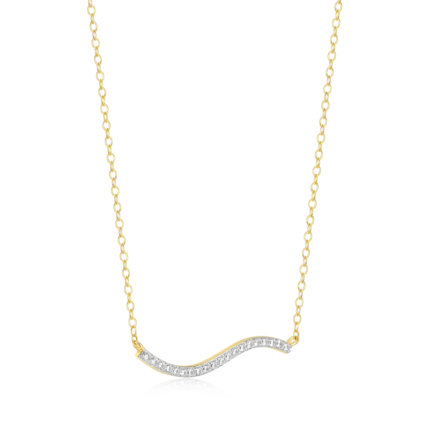 Wavy Bar Lab-Created Diamond Necklace in 14K Yellow Gold-Plated Sterling Silver | M by Monte Luna
