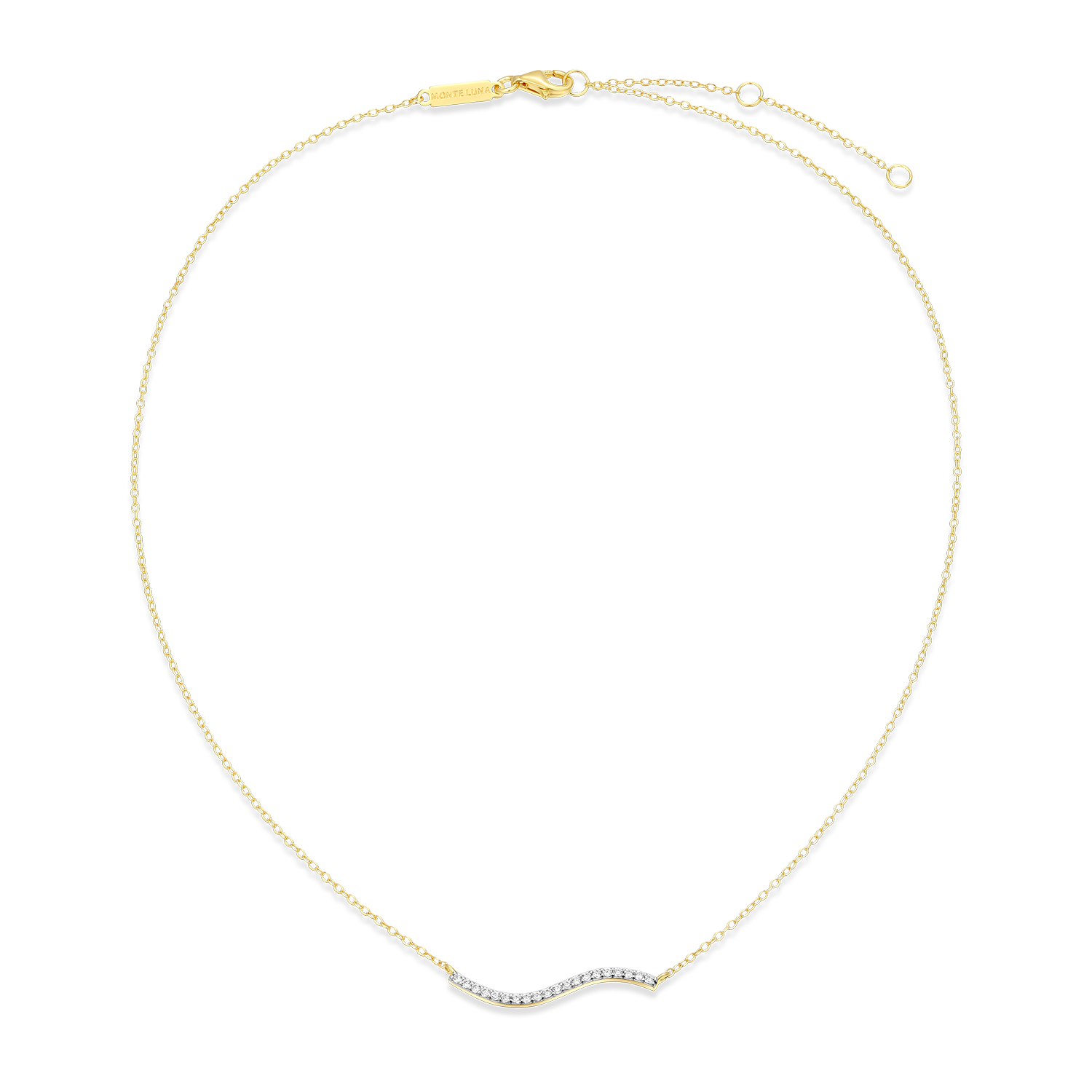 Wavy Bar Lab-Created Diamond Necklace in 14K Yellow Gold-Plated Sterling Silver | M by Monte Luna