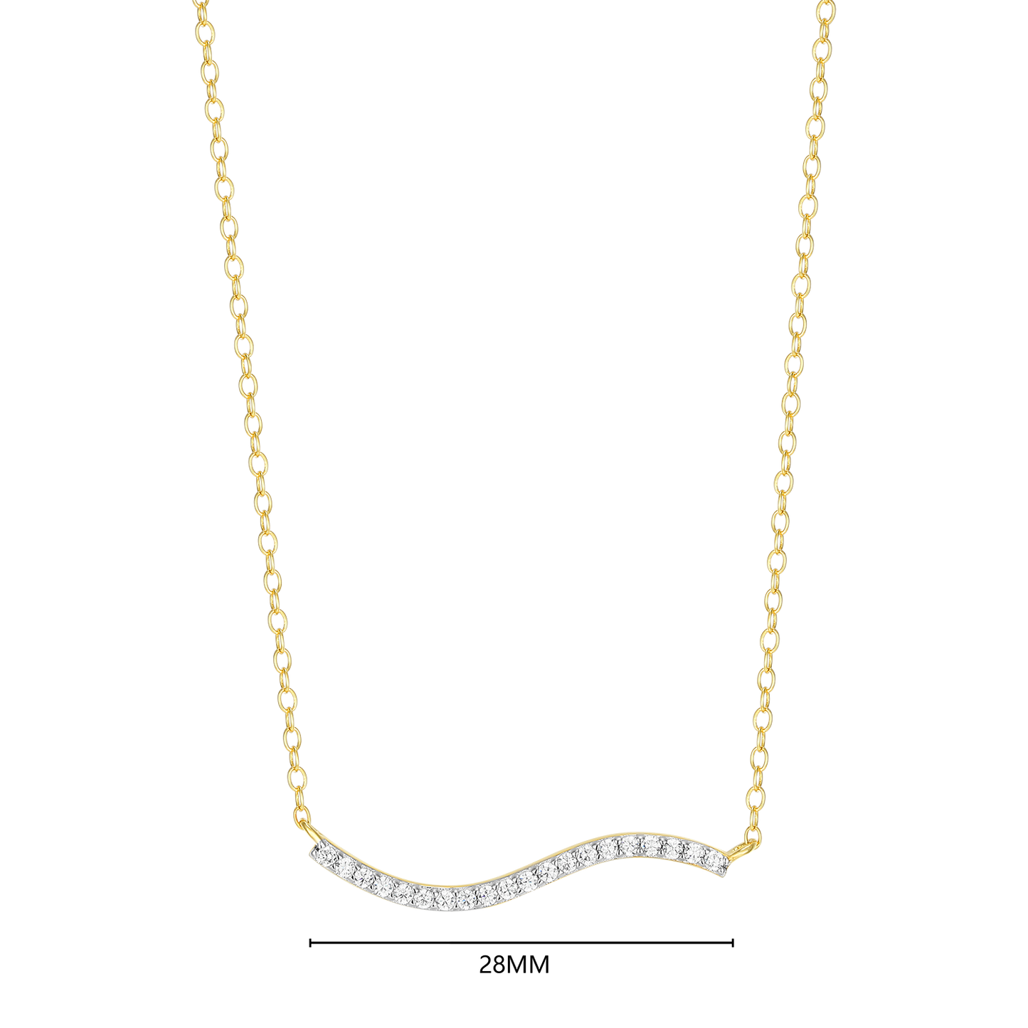 Wavy Bar Lab-Created Diamond Necklace in 14K Yellow Gold-Plated Sterling Silver | M by Monte Luna