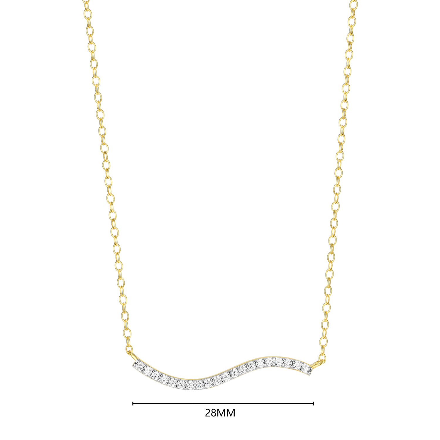 Wavy Bar Lab-Created Diamond Necklace in 14K Yellow Gold-Plated Sterling Silver | M by Monte Luna