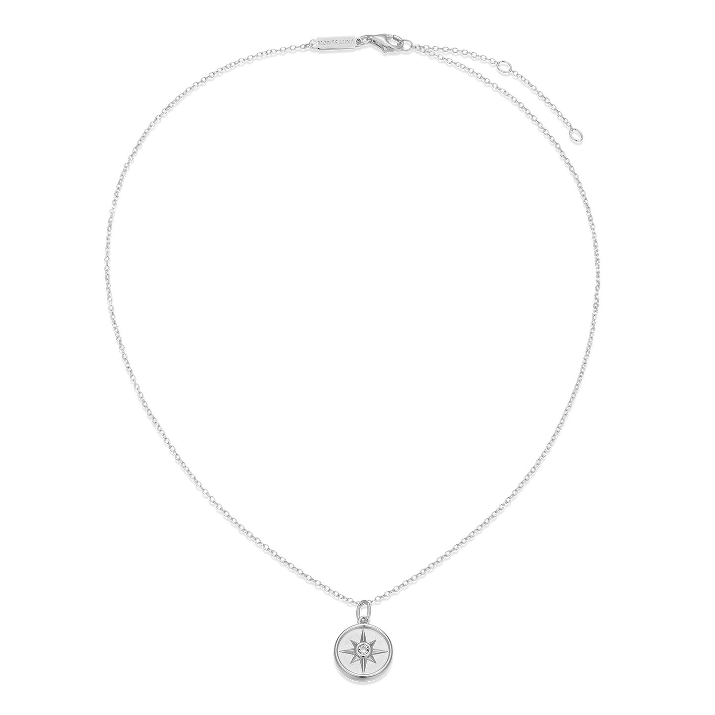 North Star Medallion Lab-Created Diamond Pendant Necklace in Rhodium-Plated Sterling Silver | M by Monte Luna