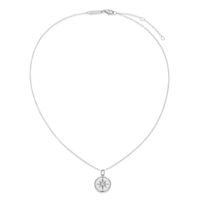 North Star Medallion Lab-Created Diamond Pendant Necklace in Rhodium-Plated Sterling Silver | M by Monte Luna