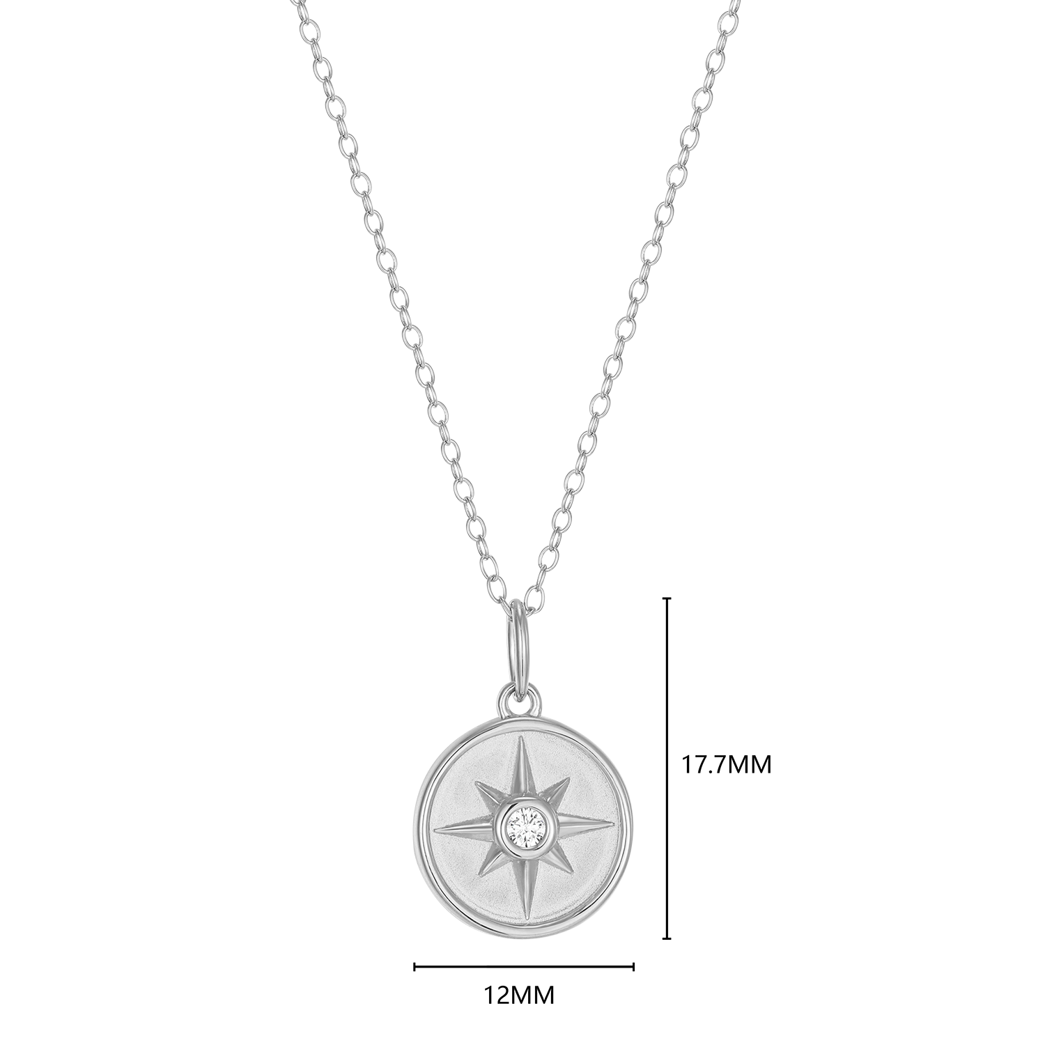 North Star Medallion Lab-Created Diamond Pendant Necklace in Rhodium-Plated Sterling Silver | M by Monte Luna