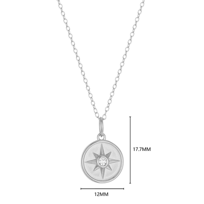 North Star Medallion Lab-Created Diamond Pendant Necklace in Rhodium-Plated Sterling Silver | M by Monte Luna