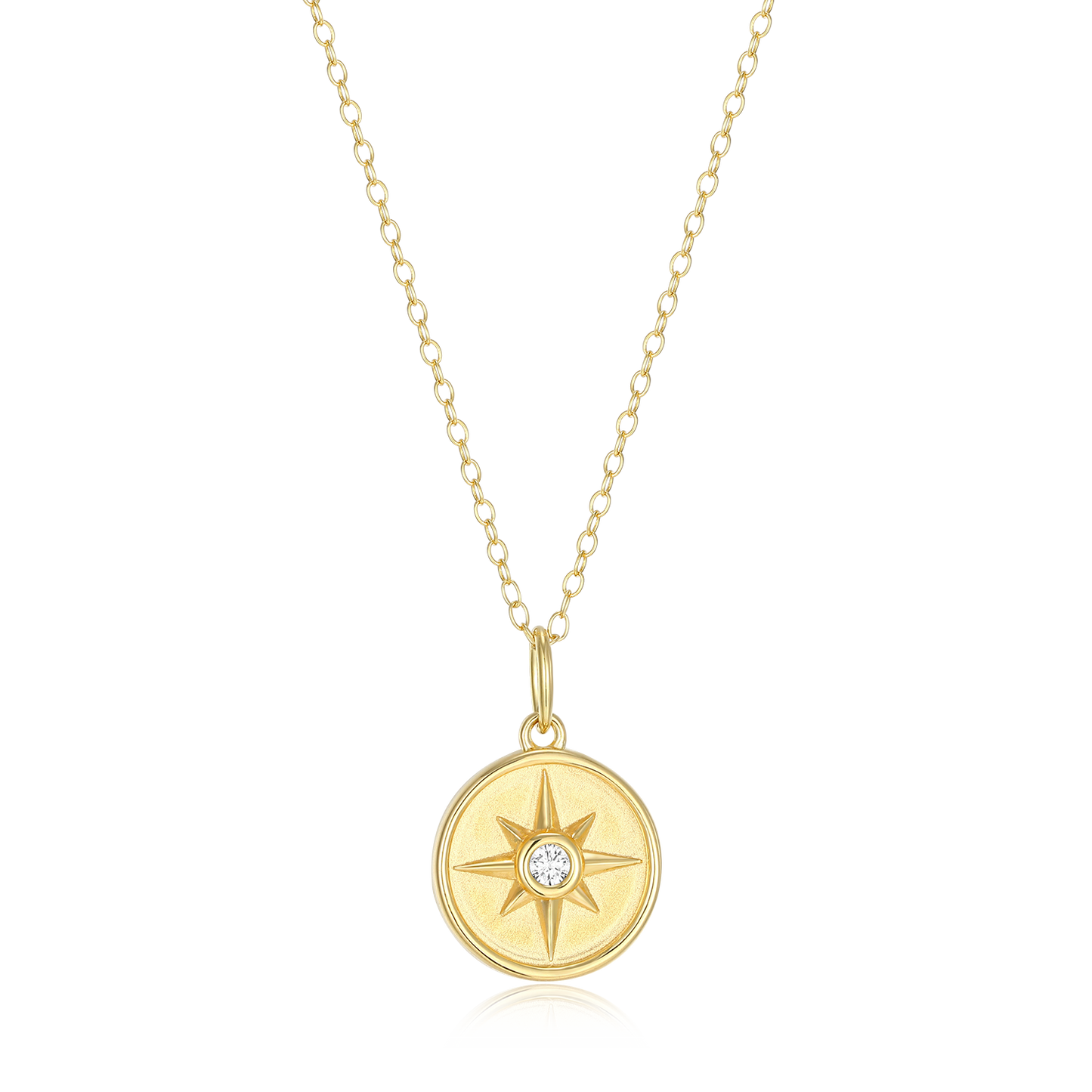 North Star Medallion Lab-Created Diamond Pendant Necklace in 14K Yellow Gold-Plated Sterling Silver | M by Monte Luna