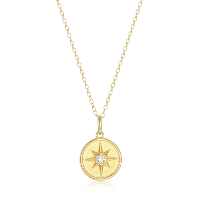 North Star Medallion Lab-Created Diamond Pendant Necklace in 14K Yellow Gold-Plated Sterling Silver | M by Monte Luna