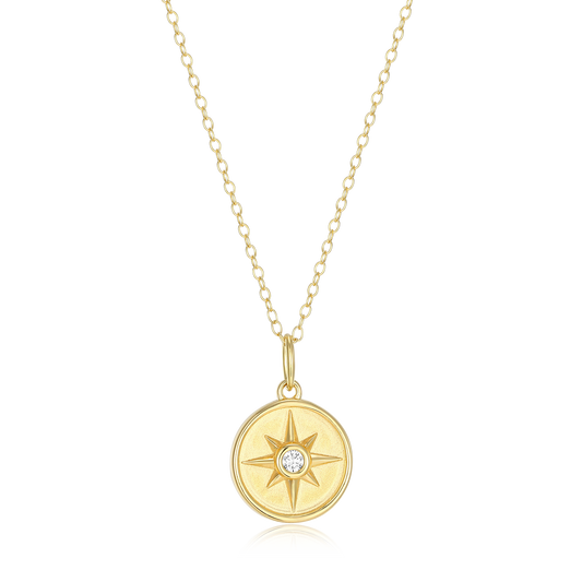 North Star Medallion Lab-Created Diamond Pendant Necklace in 14K Yellow Gold-Plated Sterling Silver | M by Monte Luna