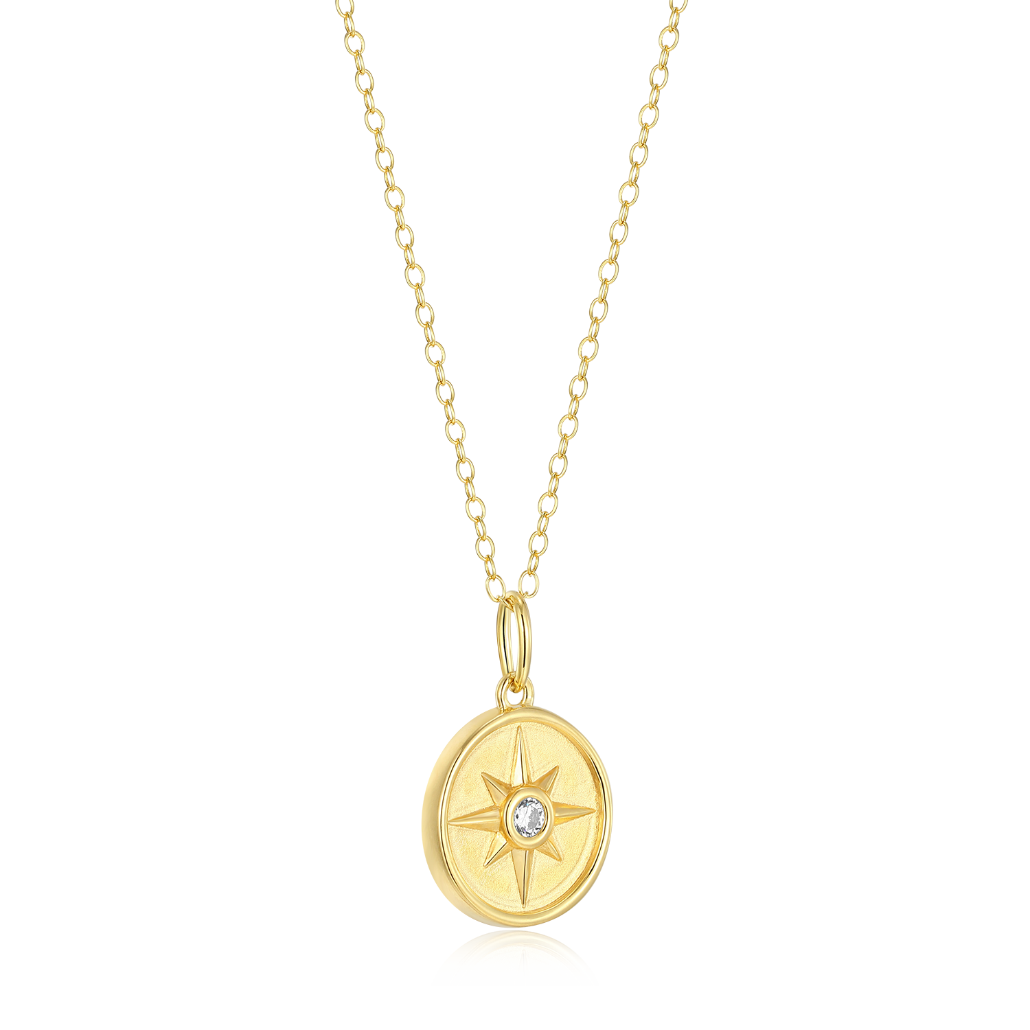 North Star Medallion Lab-Created Diamond Pendant Necklace in 14K Yellow Gold-Plated Sterling Silver | M by Monte Luna