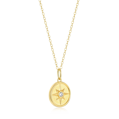 North Star Medallion Lab-Created Diamond Pendant Necklace in 14K Yellow Gold-Plated Sterling Silver | M by Monte Luna
