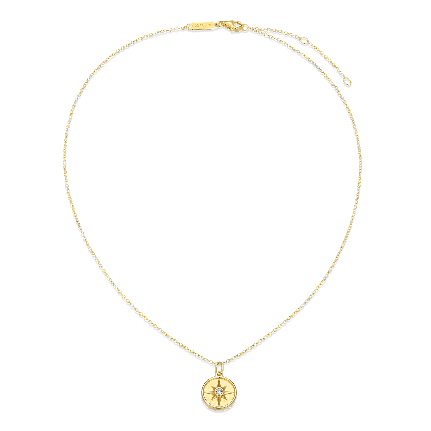 North Star Medallion Lab-Created Diamond Pendant Necklace in 14K Yellow Gold-Plated Sterling Silver | M by Monte Luna