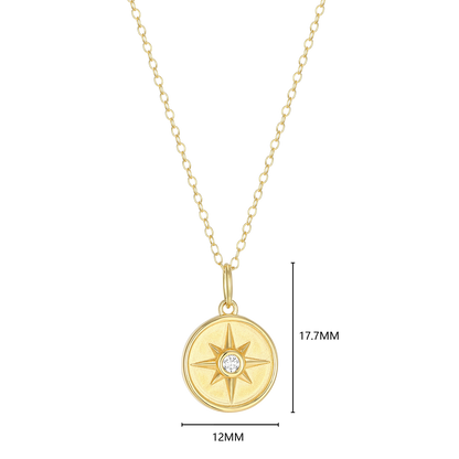 North Star Medallion Lab-Created Diamond Pendant Necklace in 14K Yellow Gold-Plated Sterling Silver | M by Monte Luna