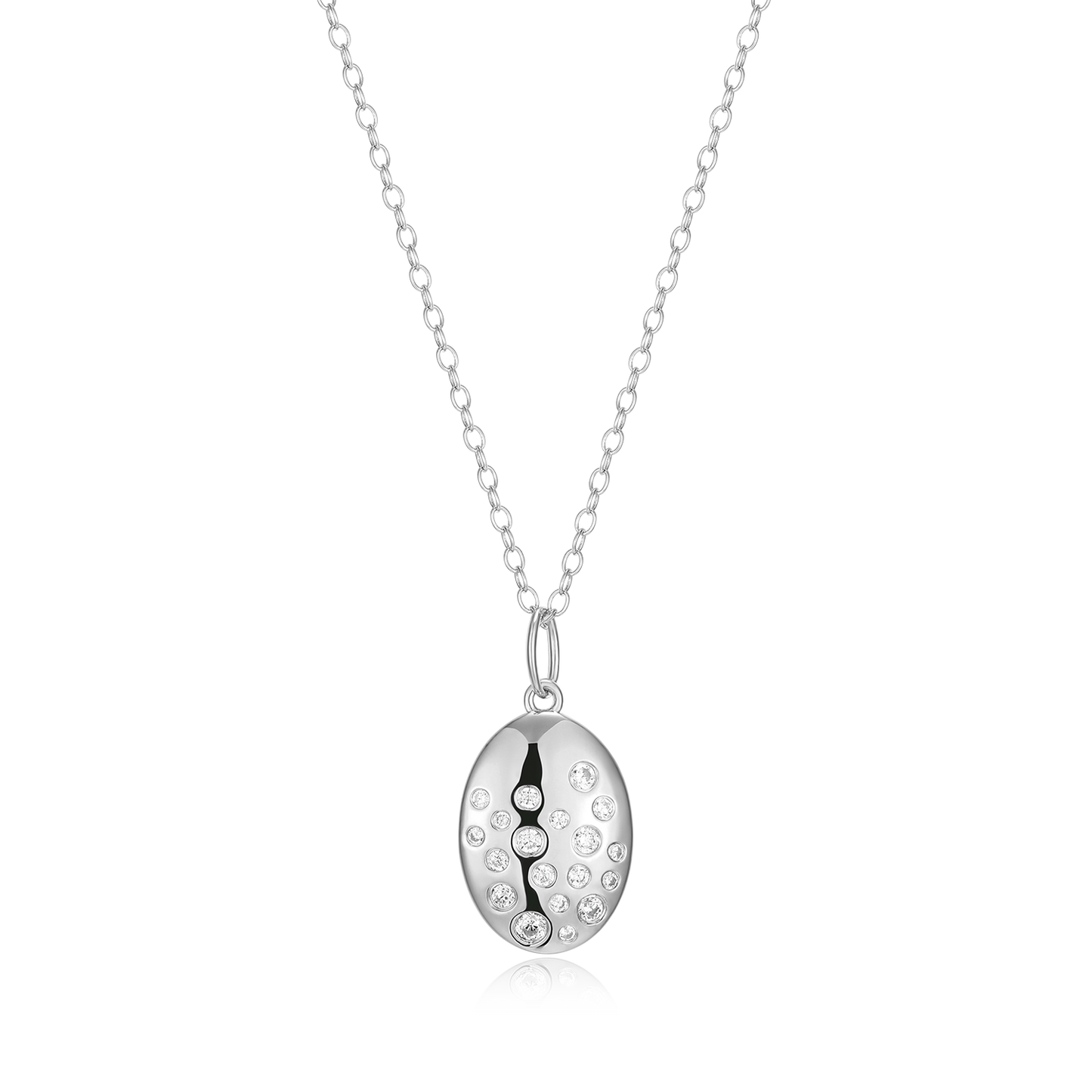 Scattered Medallion Lab-Created Diamond Pendant Necklace in Rhodium-Plated Sterling Silver | M by Monte Luna