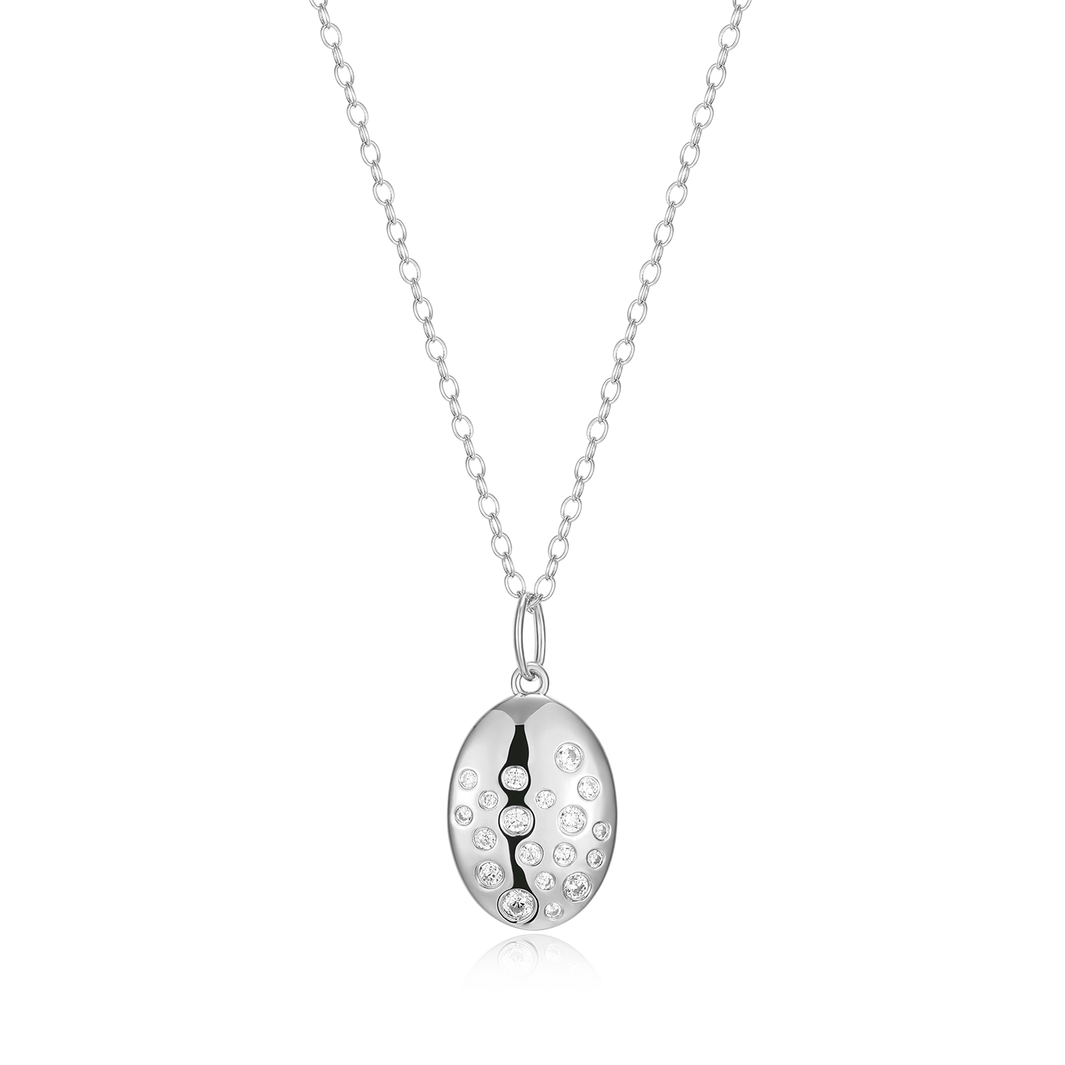 Scattered Medallion Lab-Created Diamond Pendant Necklace in Rhodium-Plated Sterling Silver | M by Monte Luna