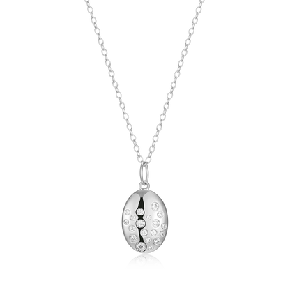 Scattered Medallion Lab-Created Diamond Pendant Necklace in Rhodium-Plated Sterling Silver | M by Monte Luna
