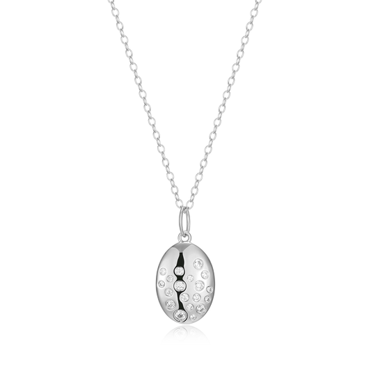 Scattered Medallion Lab-Created Diamond Pendant Necklace in Rhodium-Plated Sterling Silver | M by Monte Luna