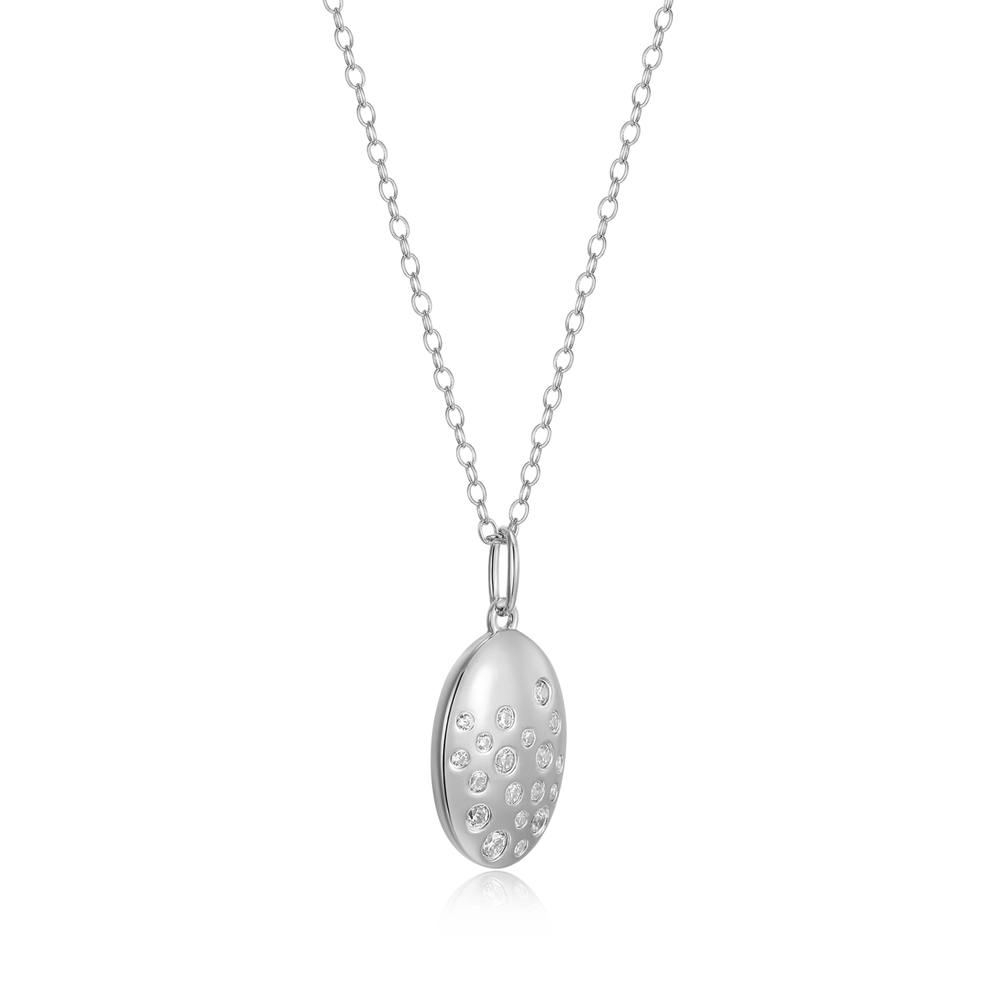 Scattered Medallion Lab-Created Diamond Pendant Necklace in Rhodium-Plated Sterling Silver | M by Monte Luna
