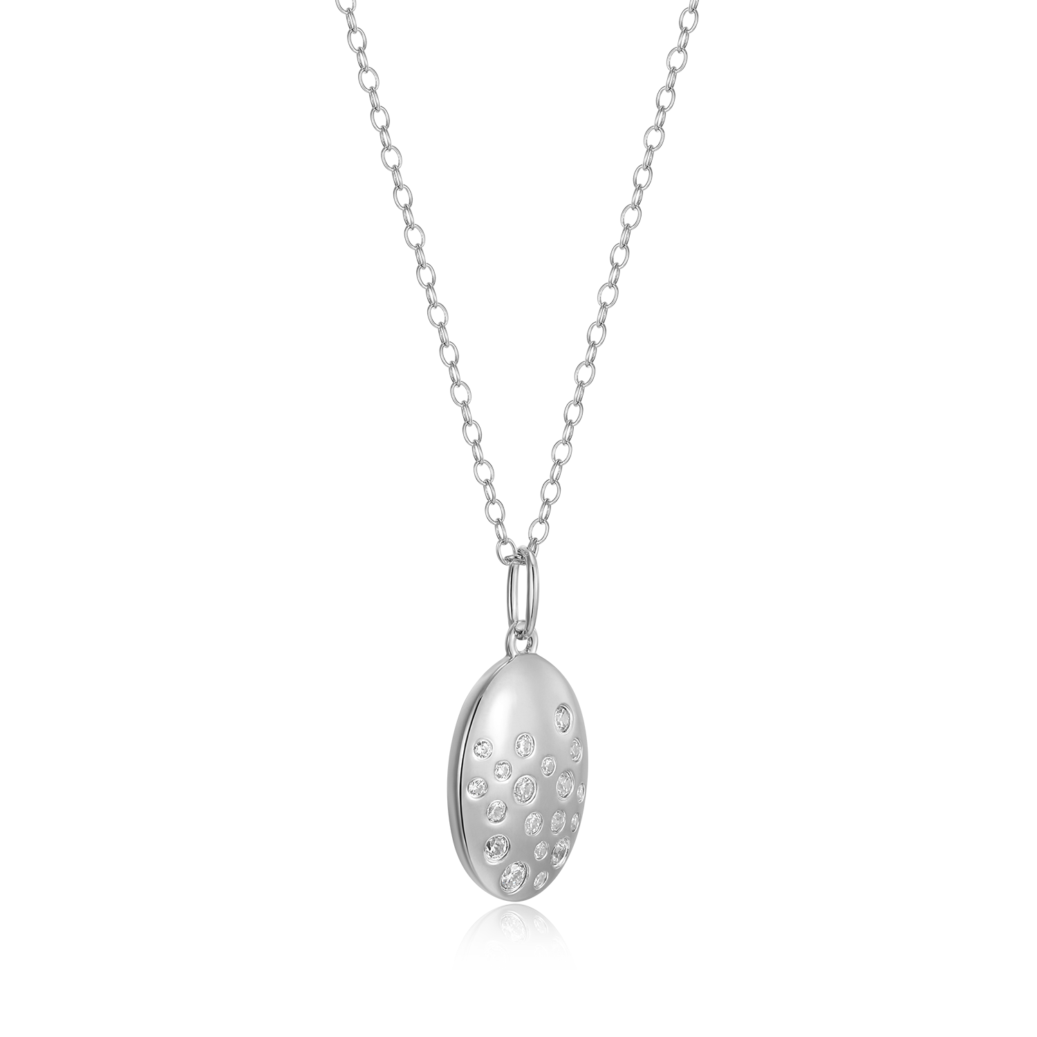 Scattered Medallion Lab-Created Diamond Pendant Necklace in Rhodium-Plated Sterling Silver | M by Monte Luna