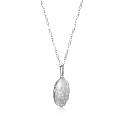 Scattered Medallion Lab-Created Diamond Pendant Necklace in Rhodium-Plated Sterling Silver | M by Monte Luna