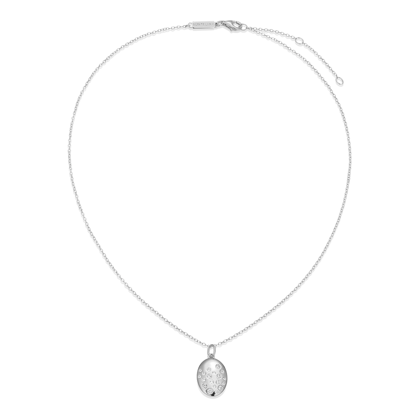 Scattered Medallion Lab-Created Diamond Pendant Necklace in Rhodium-Plated Sterling Silver | M by Monte Luna