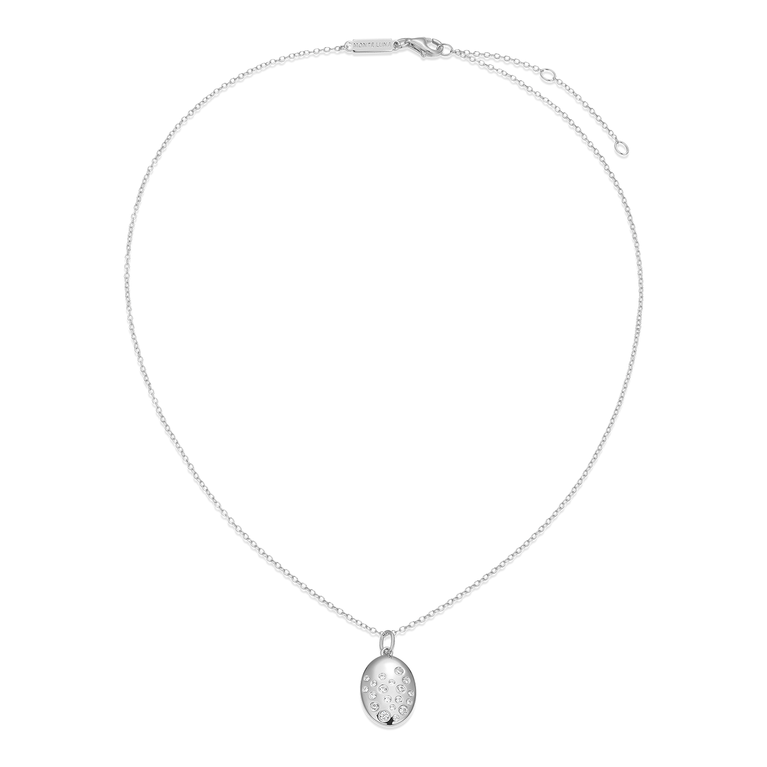 Scattered Medallion Lab-Created Diamond Pendant Necklace in Rhodium-Plated Sterling Silver | M by Monte Luna