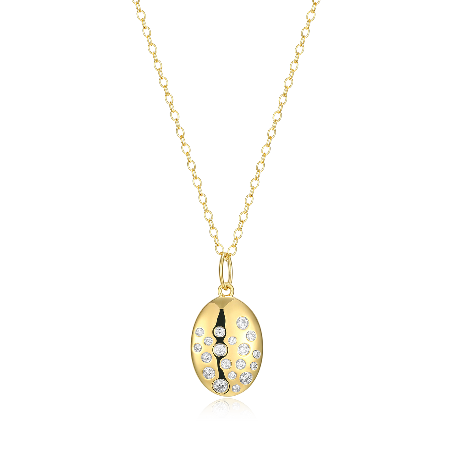 Scattered Medallion Lab-Created Diamond Pendant Necklace in 14K Yellow Gold-Plated Sterling Silver | M by Monte Luna