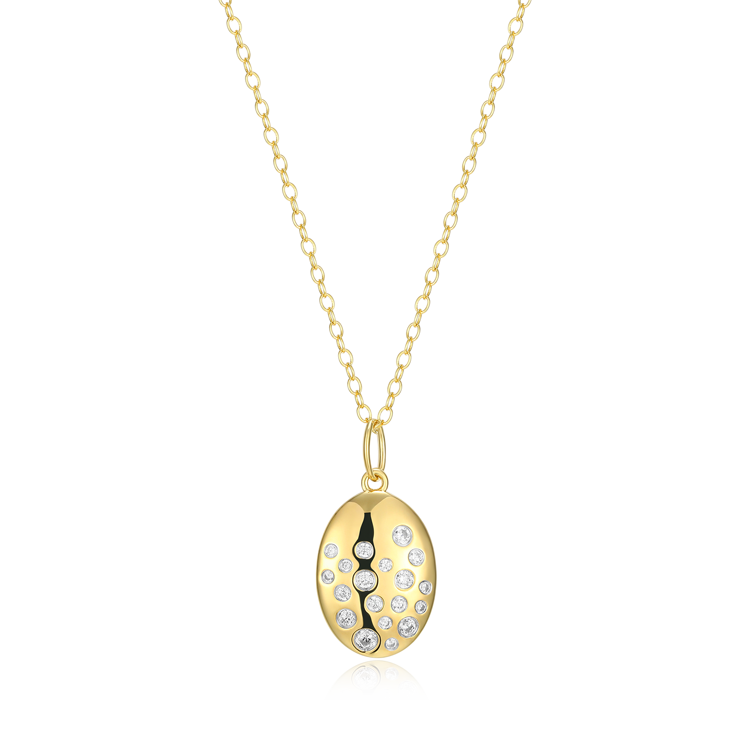 Scattered Medallion Lab-Created Diamond Pendant Necklace in 14K Yellow Gold-Plated Sterling Silver | M by Monte Luna