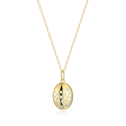 Scattered Medallion Lab-Created Diamond Pendant Necklace in 14K Yellow Gold-Plated Sterling Silver | M by Monte Luna