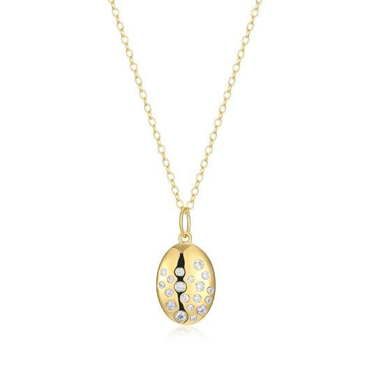 Scattered Medallion Lab-Created Diamond Pendant Necklace in 14K Yellow Gold-Plated Sterling Silver | M by Monte Luna