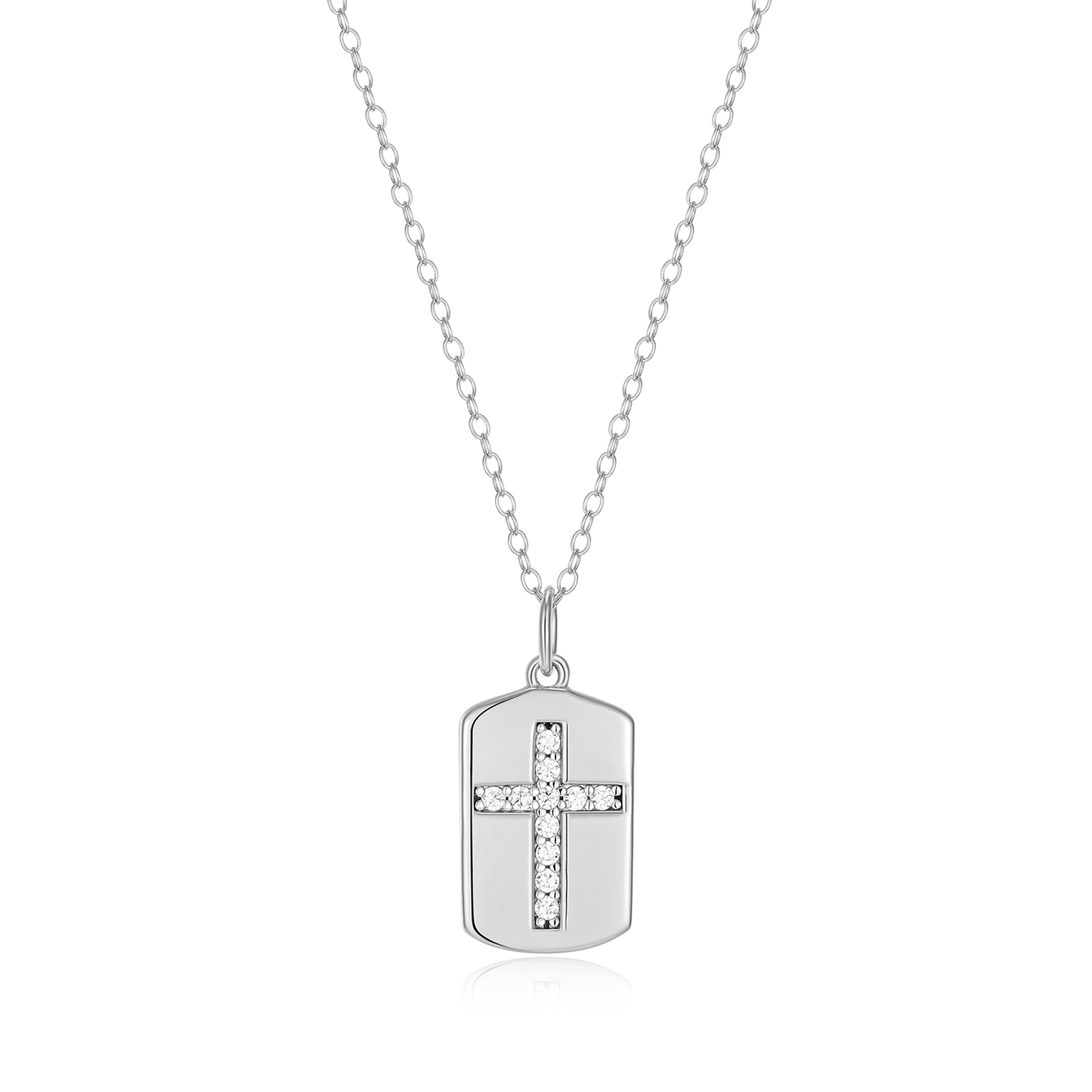 Cross Tag Lab-Created Diamond Pendant Necklace in Rhodium-Plated Sterling Silver | M by Monte Luna