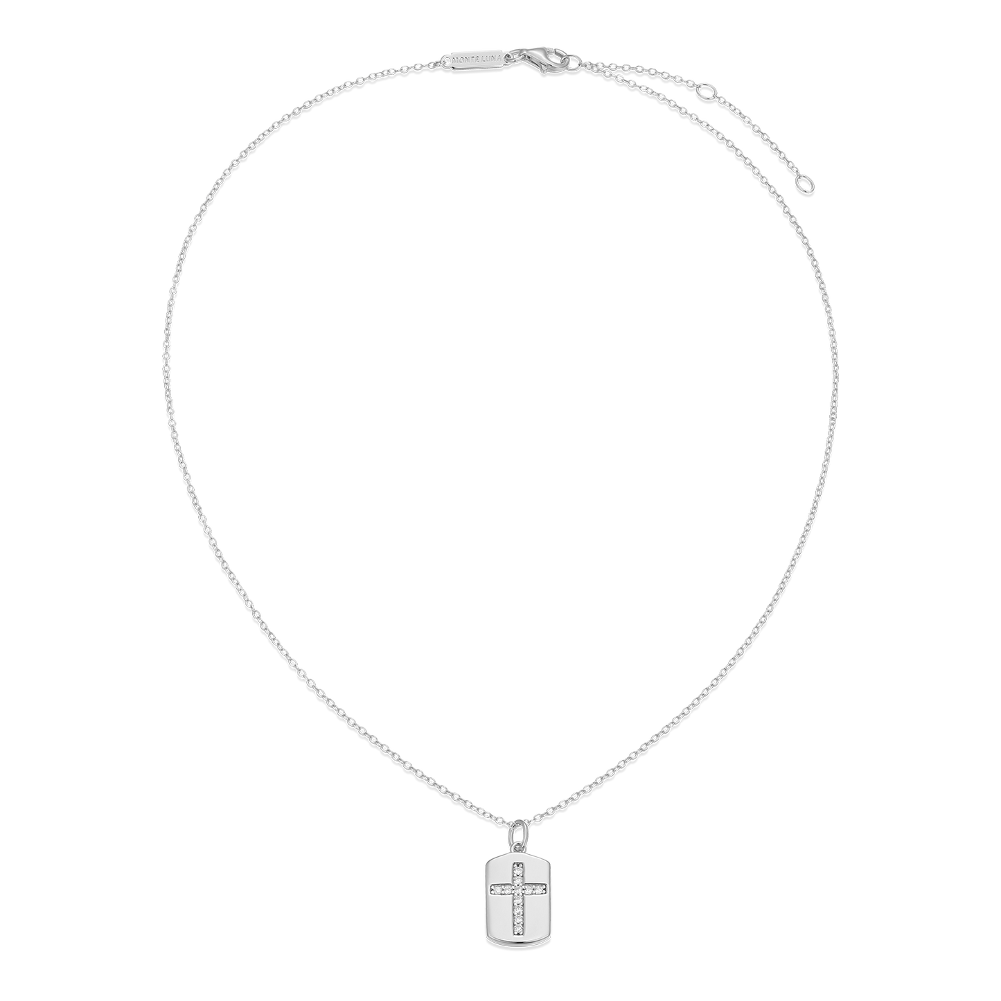 Cross Tag Lab-Created Diamond Pendant Necklace in Rhodium-Plated Sterling Silver | M by Monte Luna