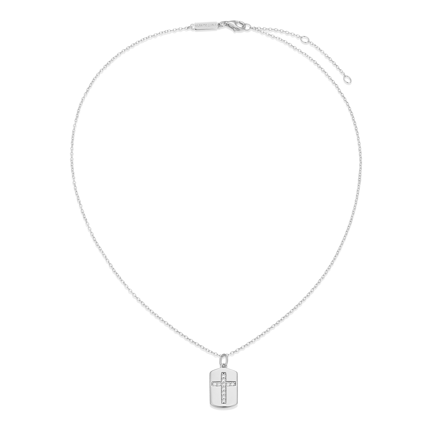 Cross Tag Lab-Created Diamond Pendant Necklace in Rhodium-Plated Sterling Silver | M by Monte Luna