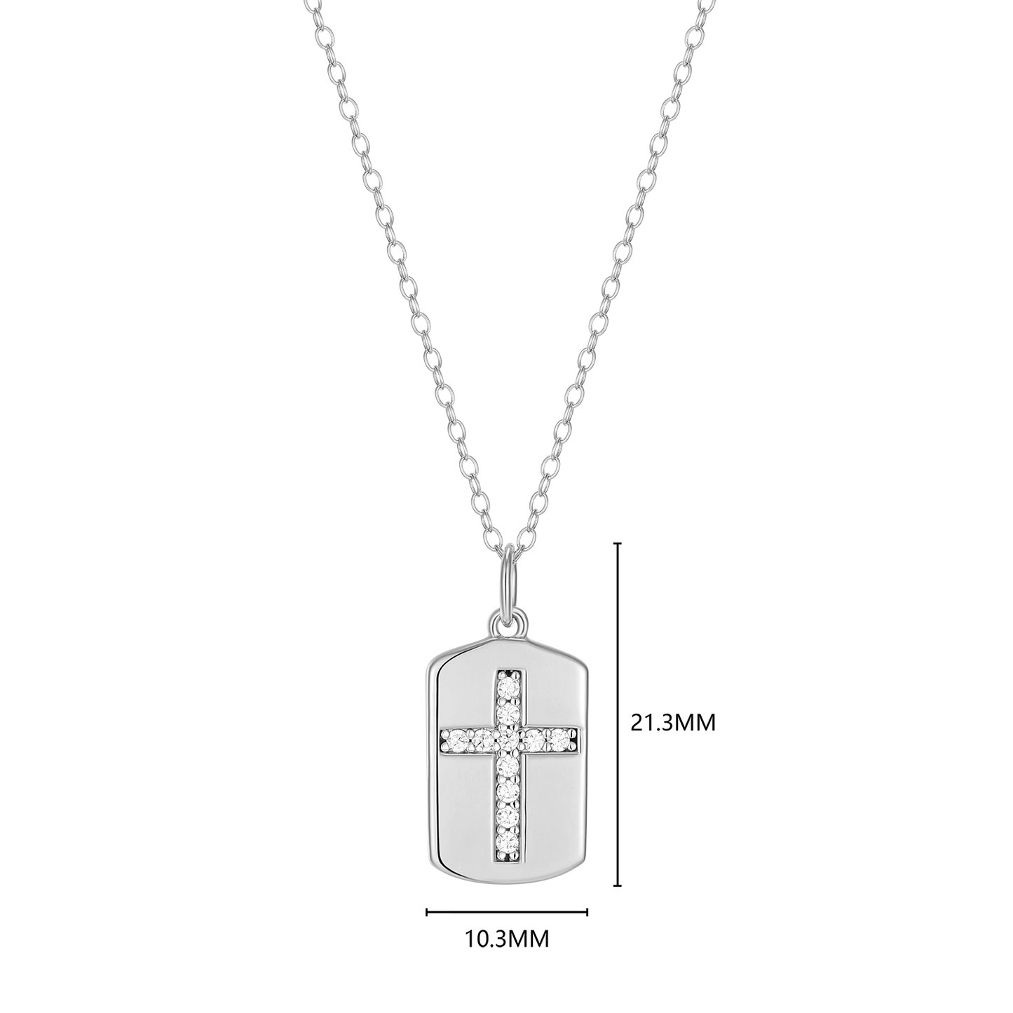 Cross Tag Lab-Created Diamond Pendant Necklace in Rhodium-Plated Sterling Silver | M by Monte Luna