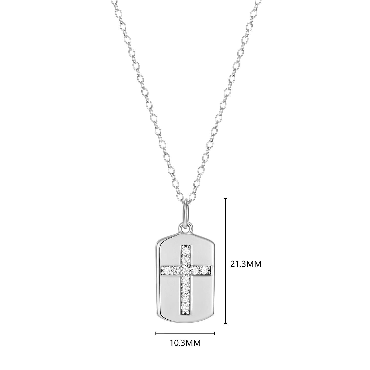 Cross Tag Lab-Created Diamond Pendant Necklace in Rhodium-Plated Sterling Silver | M by Monte Luna