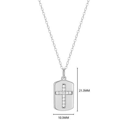 Cross Tag Lab-Created Diamond Pendant Necklace in Rhodium-Plated Sterling Silver | M by Monte Luna
