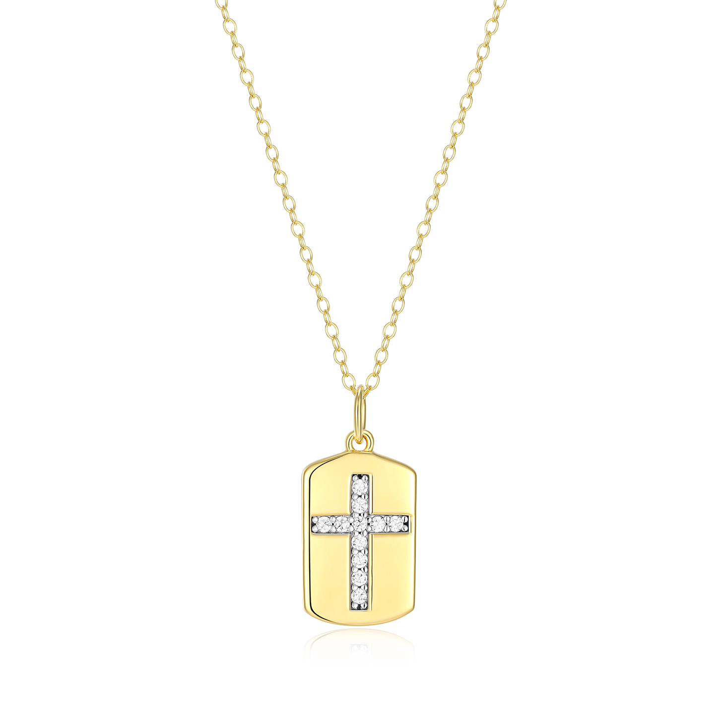 Cross Tag Lab-Created Diamond Pendant Necklace in 14K Yellow Gold-Plated Sterling Silver | M by Monte Luna