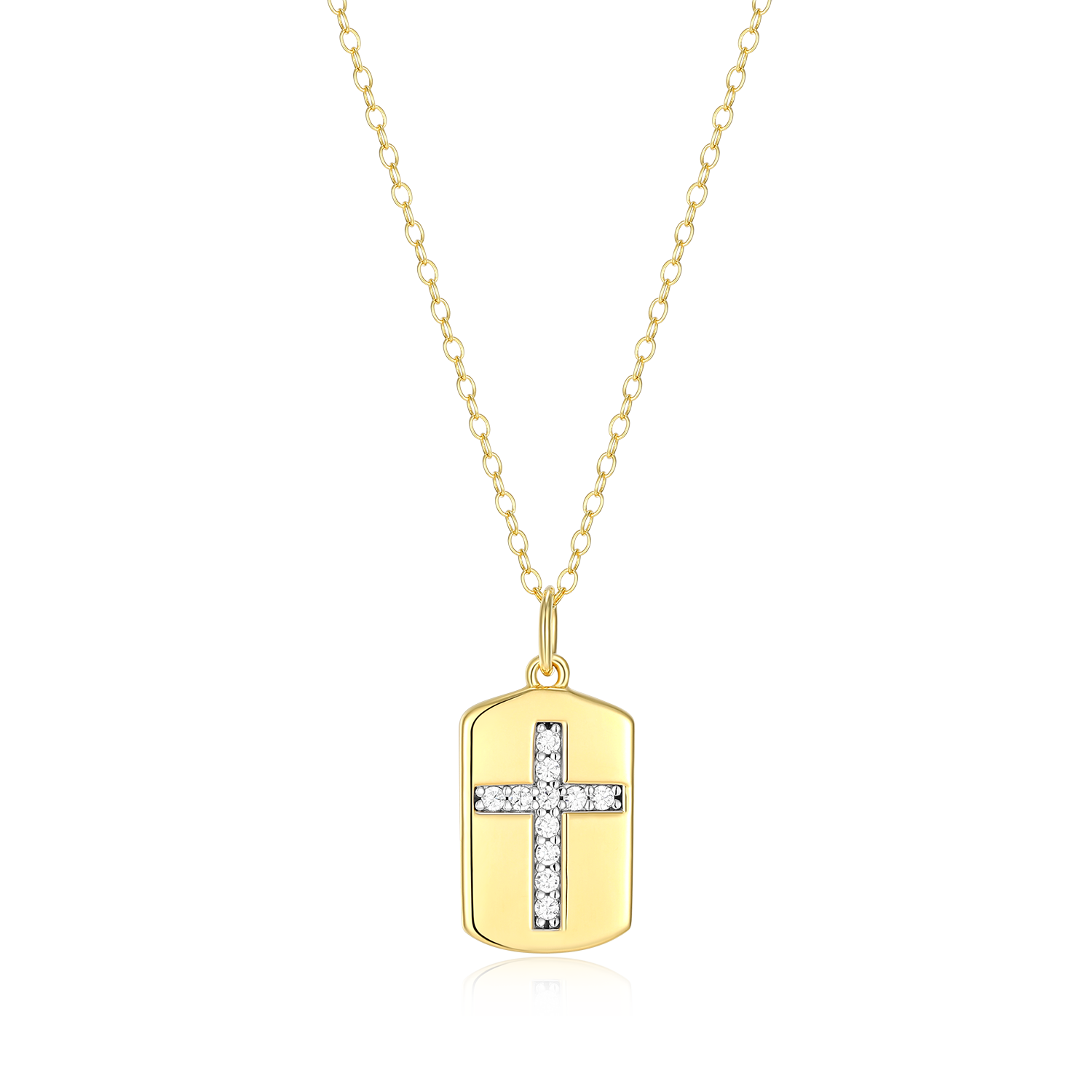 Cross Tag Lab-Created Diamond Pendant Necklace in 14K Yellow Gold-Plated Sterling Silver | M by Monte Luna