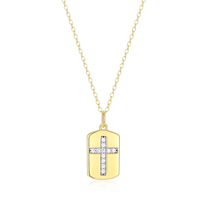 Cross Tag Lab-Created Diamond Pendant Necklace in 14K Yellow Gold-Plated Sterling Silver | M by Monte Luna