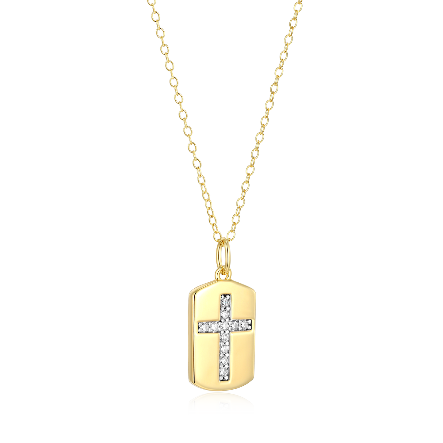 Cross Tag Lab-Created Diamond Pendant Necklace in 14K Yellow Gold-Plated Sterling Silver | M by Monte Luna
