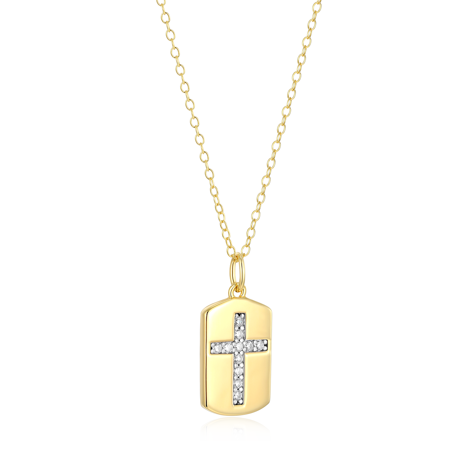 Cross Tag Lab-Created Diamond Pendant Necklace in 14K Yellow Gold-Plated Sterling Silver | M by Monte Luna