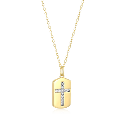 Cross Tag Lab-Created Diamond Pendant Necklace in 14K Yellow Gold-Plated Sterling Silver | M by Monte Luna